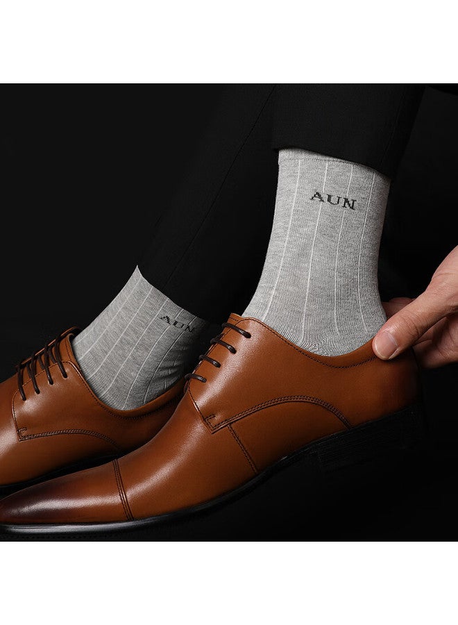 Aun Men's Business Gentleman Mid-calf Socks Antibacterial Deodorant 2 Black 2 Dark Gray 2 Light Gray - Image 2