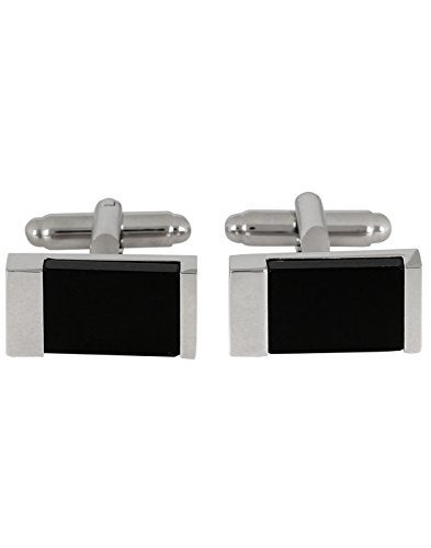 Peluche Silver and Black Onyx Stone Cufflinks for Men - Image 3