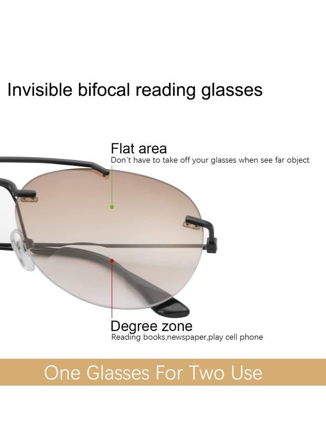 YIMI 2 Pairs Bifocal Reading Sunglasses UV400 Protection Outdoor Sun Readers Blue Light Blocking Glasses Aviator Tinted Shades for Men and Women Classic Eyewear Retro Stylish Driving Safety Eyeglasses-1.5 - Image 4