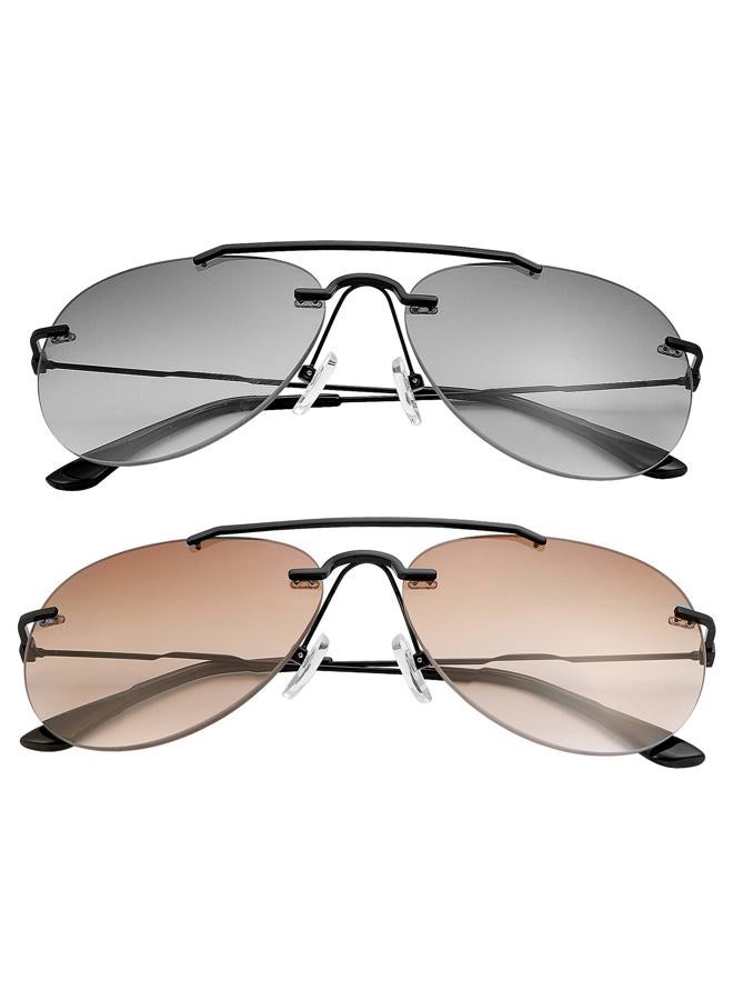 YIMI 2 Pairs Bifocal Reading Sunglasses UV400 Protection Outdoor Sun Readers Blue Light Blocking Glasses Aviator Tinted Shades for Men and Women Classic Eyewear Retro Stylish Driving Safety Eyeglasses-1.5 - Image 1