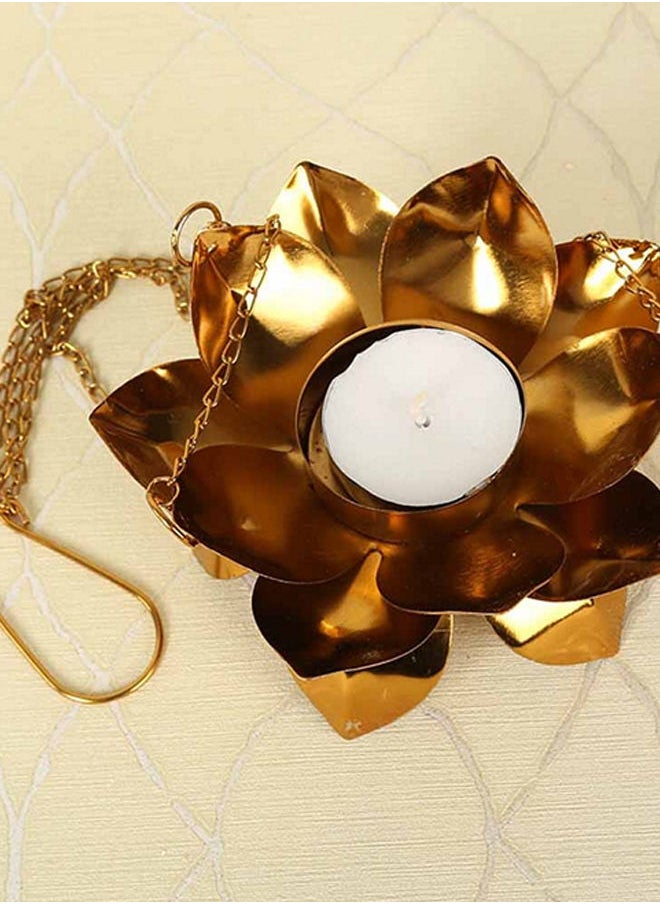 Divya Lotus Diya, Gold - Set of 2