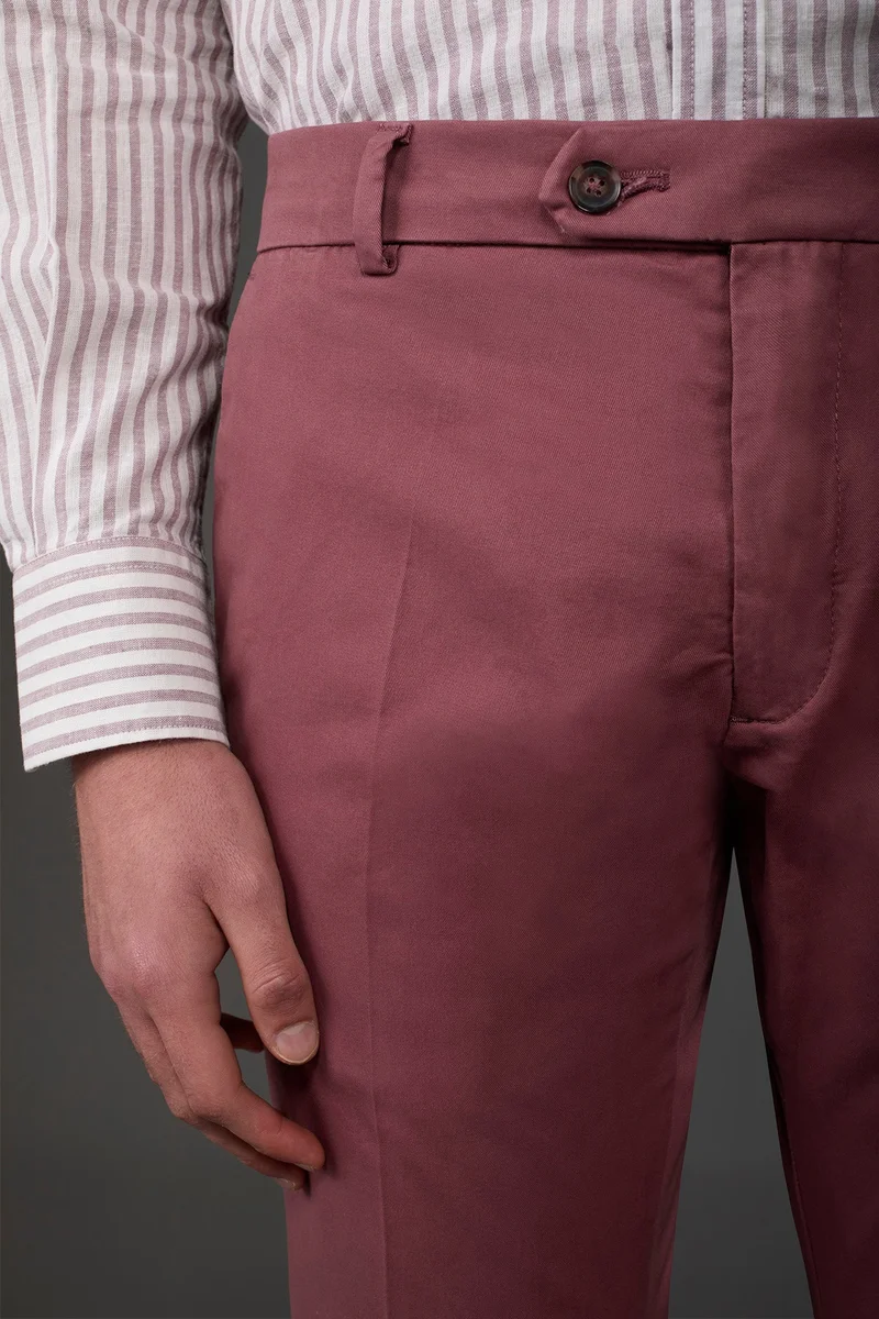 دوبل غانغر Men's classic chino trousers with extended tab closure - Mauve