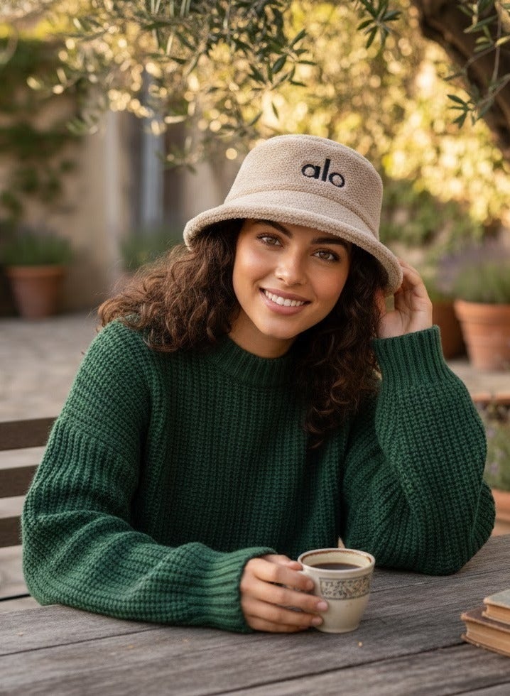 ألو قبعة بوكت شتوية فرو فاخرة بشعار Alo – خامة ناعمة ودافئة، تصميم عصري أنيق للجنسين، مثالية للشتاء والخروجات اليومية مع ستايل كاجوال مميز(ابيض) - Image 5