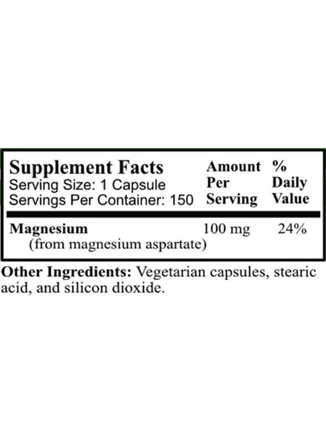 Daily Manufacturing Daily Manufacturing Magnesium (100 mg from Magnesium Aspartate) 150 Vegetarian Capsules  - Image 2