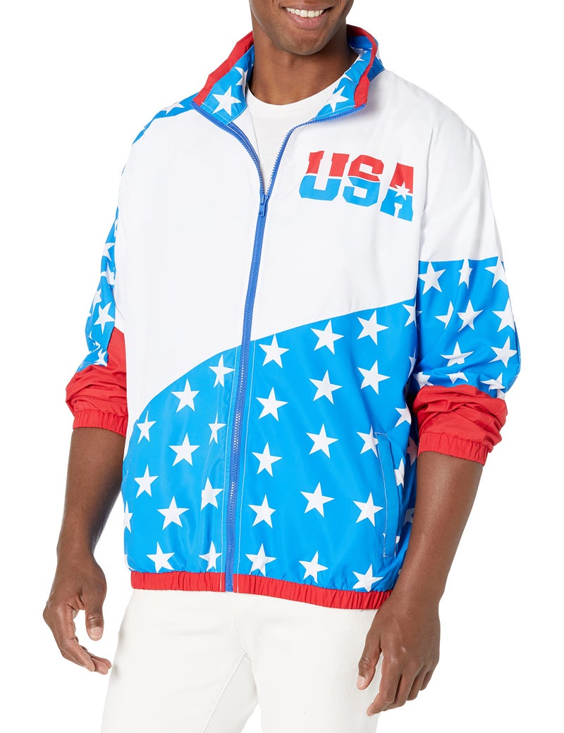 Funny Guy Mugs USA 80s & 90s Retro Windbreaker, Small - Image 1