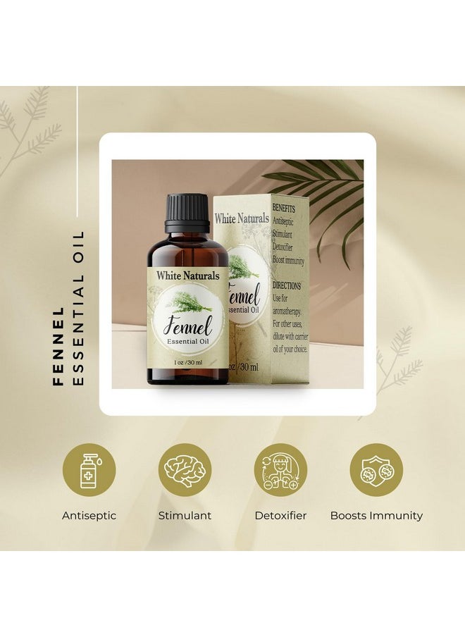 White Naturals - Organic Fennel Essential Oil For Digestion Sweet Fennel Seed Oil For Congestion Relief & Uplift Mood 100% Pure Undiluted Therapeutic Grade For Aromatherapy Glowing Skin Strengthened Hair 1Oz - Image 1