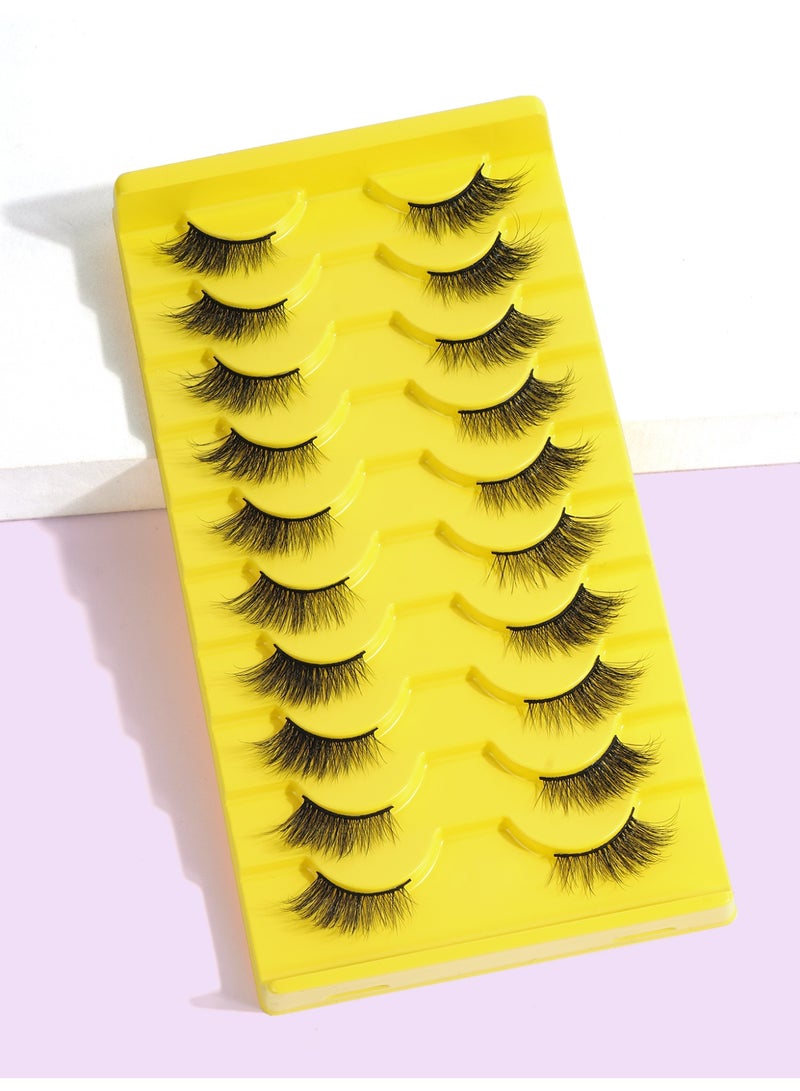 MAGEFY رموش نصفية مع شريط شفاف رموش زوايا 16 مم مظهر طبيعي رموش صناعية 3D رموش ناعمة عيون قطة رموش متموجة ومجعدة مجموعة (10 أزواج) - Image 1