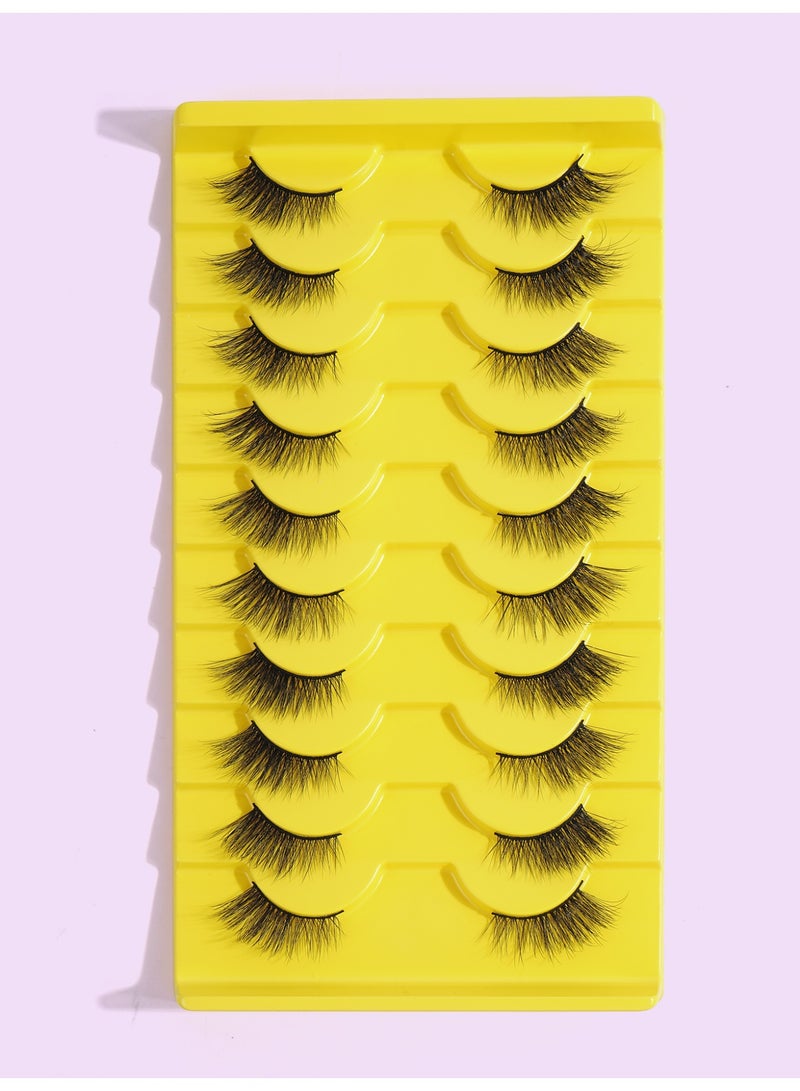 MAGEFY رموش نصفية مع شريط شفاف رموش زوايا 16 مم مظهر طبيعي رموش صناعية 3D رموش ناعمة عيون قطة رموش متموجة ومجعدة مجموعة (10 أزواج) - Image 2