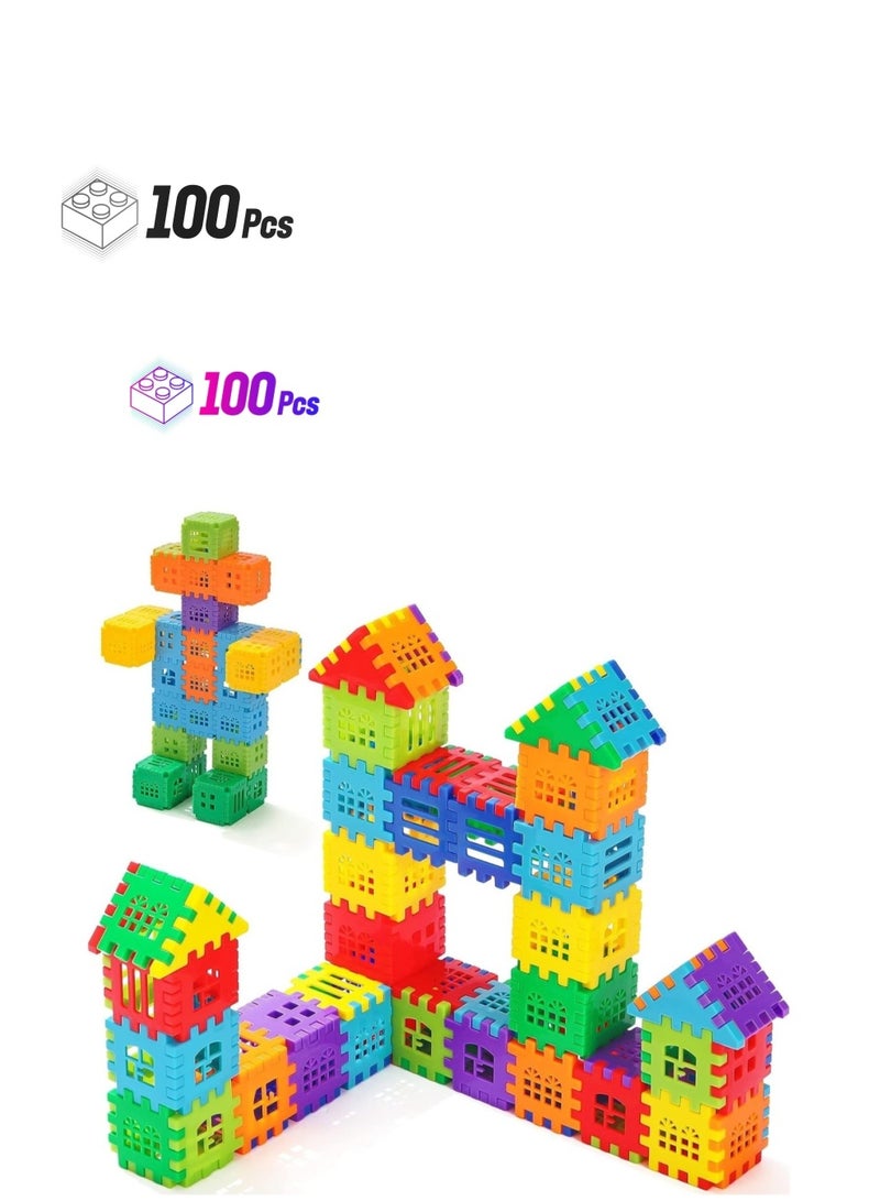Interlocking Building Blocks Toys for Kids - Toddlers Building Blocks Educational STEM Building Toys–Kindergarten Toys Preschool manipulatives for Toddlers Toys Set 100 PCS - Image 1