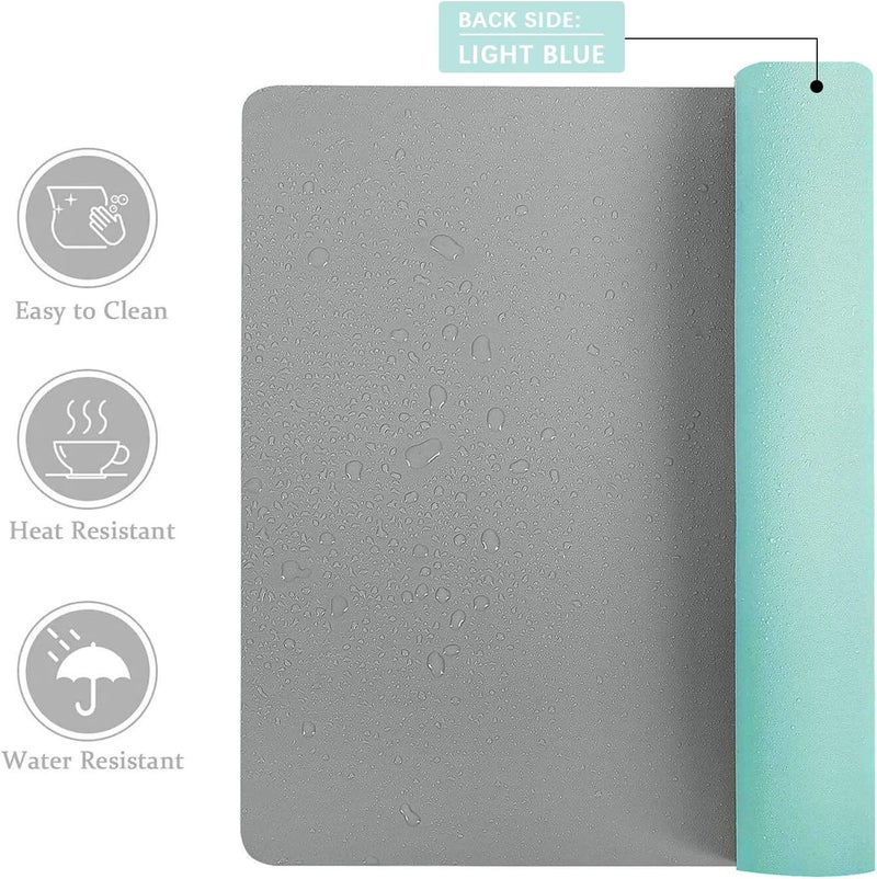 Aothia Desk Mat Large Protector Pad - Multifunctional Dual-Sided Office Desk Pad,Smooth Surface Soft Mouse Pad, Waterproof Desk Mat for Desktop, Pu Leather Desk Cover for Office/Home(Grey, 36" x 17") - Image 2