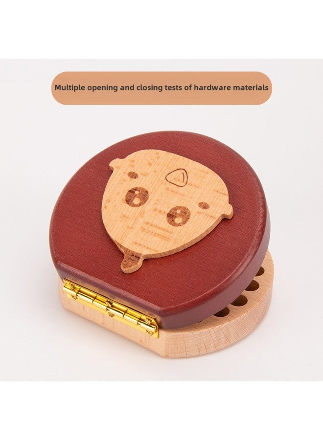Children's Baby Teeth Preservation Commemorative Box Girl's Wooden Baby's Teeth Collection Bottle Boy's Replacement Teeth Storage Box-Color:South Elm Two-color Milk Tooth Box-chicken  - Image 2