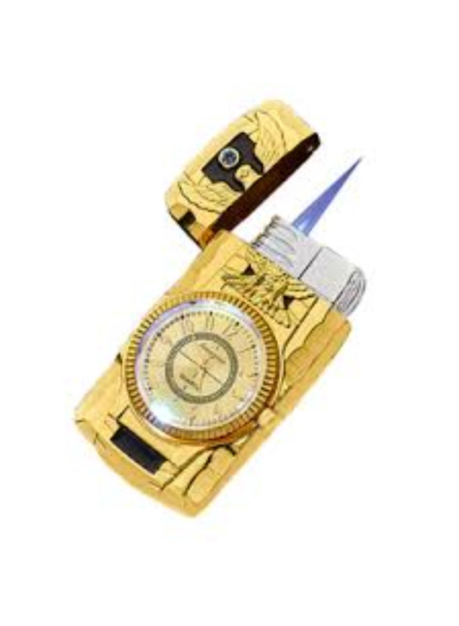 ولاعة بوتان معدنية مقاومة للرياح، تعمل بالحقن المباشر مع إمكانية تبديل اللهب المكشوف، ولاعة ثنائية اللهب، ولاعة غاز قابلة للتعديل، ولاعة بوتان تعمل بالغاز النفاث، ولاعة ذهبية للتخييم - Image 1