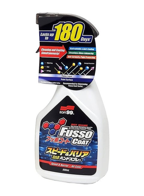 SOFT99 Fusso Coat Speed & Barrier – Quick Wax & Paint Protection Spray 500ml (Made in Japan)
