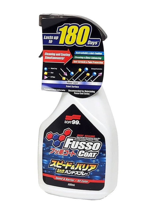 سوفت 99 فوسو كوت سبيد آند باريير – بخاخ شمع سريع وحماية لطلاء السيارة 500مل (صنع في اليابان) - Image 1