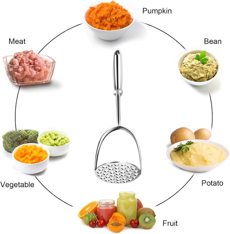 LifHap Potato Masher,Stainless Steel Mashed Potatoes Masher with Long Handle for Beans,Avocado,Fruit,Vegetables.One Piece Construction Heavy Duty Masher Kitchen Tool - Image 5