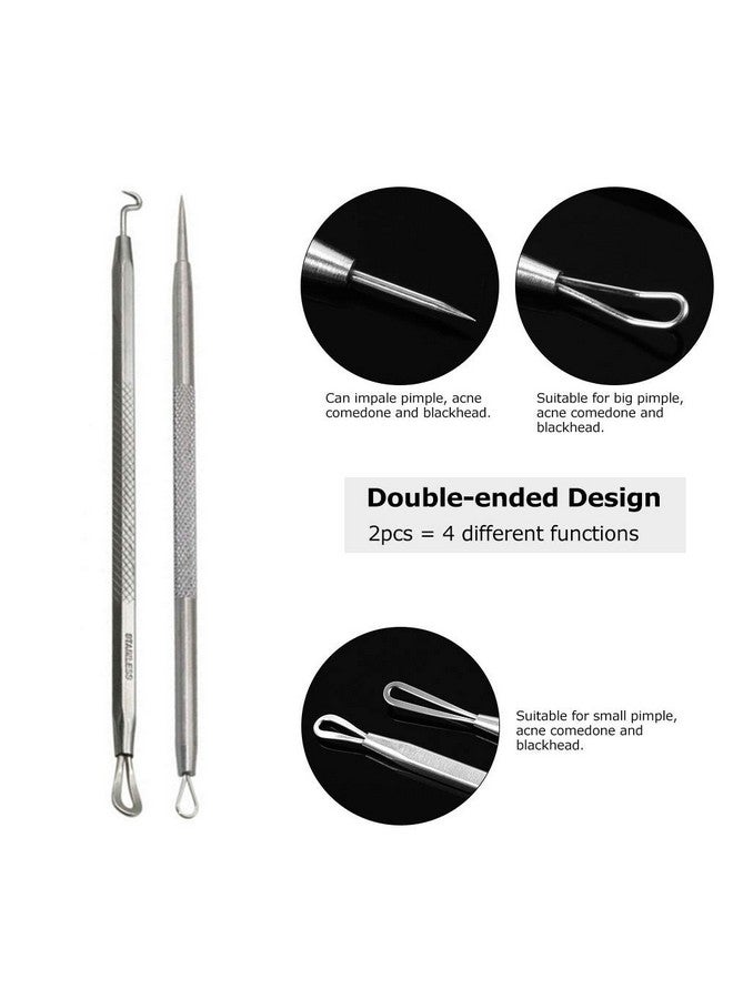 Pinkiou Blackhead Removers Comedone Pimple Popper Tool Acne Extractors Blemish Remover Ingrown Hair Tweezers Removal Kit Whitehead Remover Zit Treatment Skincare Tools for Face Nose, 8-in-1 - Image 3