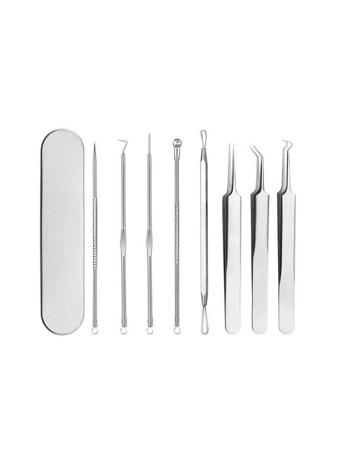 Pinkiou Blackhead Removers Comedone Pimple Popper Tool Acne Extractors Blemish Remover Ingrown Hair Tweezers Removal Kit Whitehead Remover Zit Treatment Skincare Tools for Face Nose, 8-in-1 - Image 1