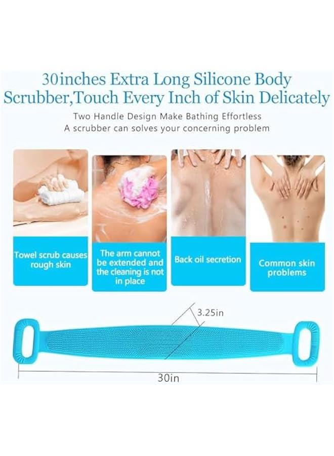 MOXO Silic Back Scrubber Silic Body Brush Exfoliating Silic Body Back Brush Deep Cleaning of Back Acne for Women Men. (Blue) - Image 2