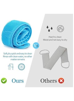 MOXO Silic Back Scrubber Silic Body Brush Exfoliating Silic Body Back Brush Deep Cleaning of Back Acne for Women Men. (Blue)  - Image 5