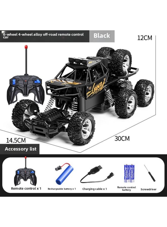 Children's Off-road Remote Control Car Eight-wheel Alloy High-speed Four-wheel Drive Climbing Car Electric Car Boy Toy Gift Box-Color:Alloy Eight-wheel Remote Control Car 【30cm Black】-Proportion:【en - Image 1