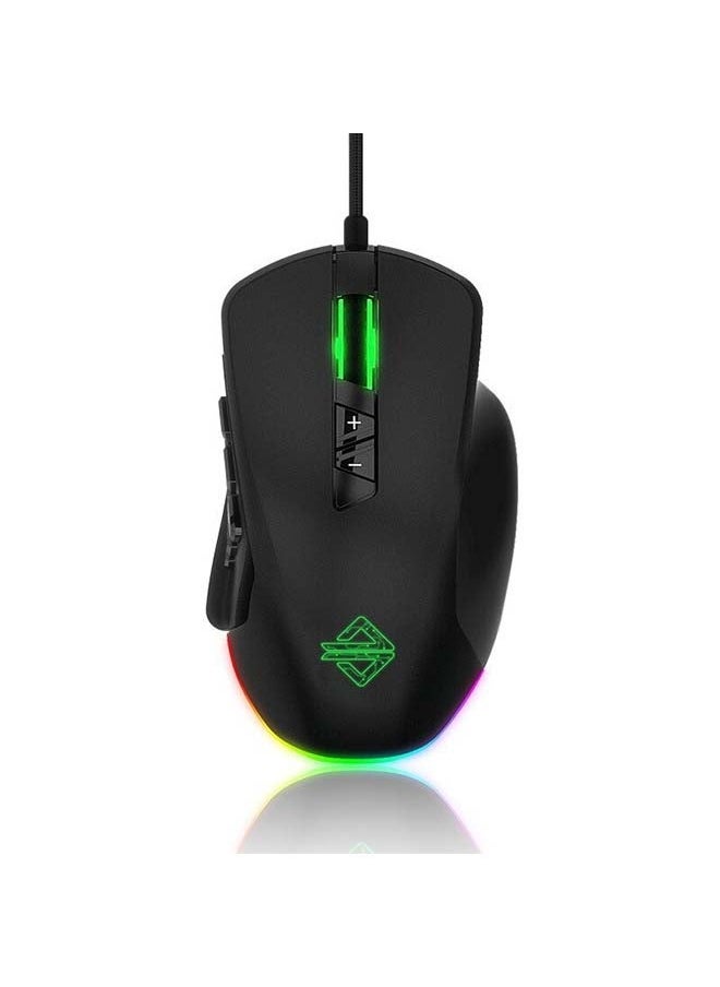 NIBEMINENT - GTI Gaming 5000DPI Adjustable 3/9 Buttons RGB Lighting Optical USB Wired Mouse Grey - Image 1