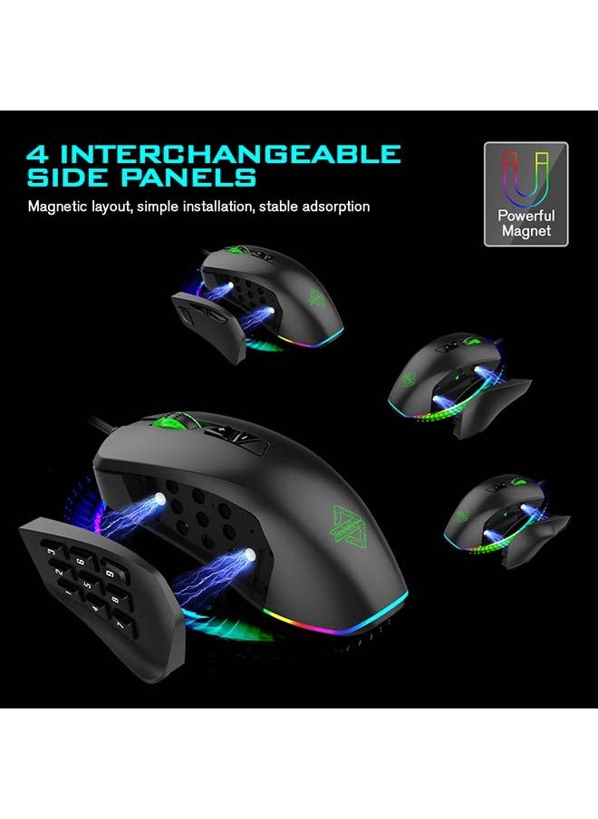 NIBEMINENT - GTI Gaming 5000DPI Adjustable 3/9 Buttons RGB Lighting Optical USB Wired Mouse Grey - Image 1