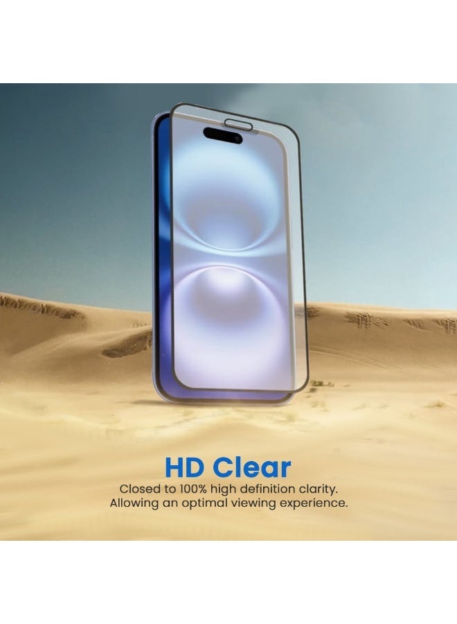 أكسسور  واقي شاشة لهاتف iPhone 15 Pro (مقاس 6.1 بوصة) - زجاج مقوى فائق الشفافية (HD)، صلابة 9H ومقاومة للخدوش، سهل التركيب وخالٍ من الفقاعات، فائق النحافة وعالي الحساسية للمس، واقٍ للشاشة مضاد لبصمات الأصابع. - Image 2