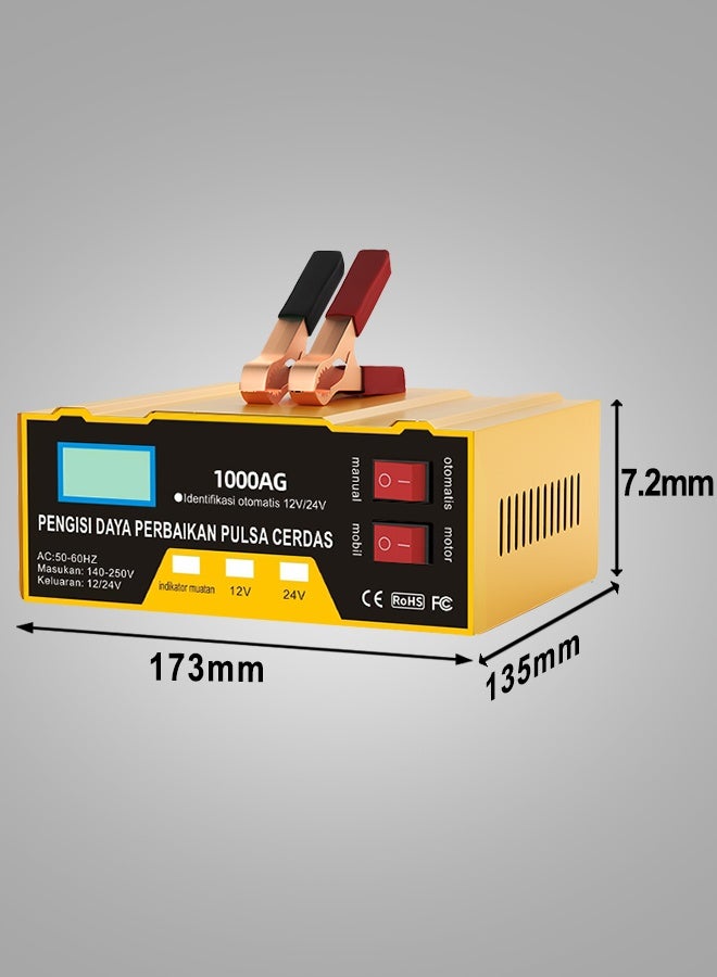 Intelligent Pulse Battery Charger - Digital Display for Car/Motorcycle Batteries - Auto Repair & Maintenance - Image 3
