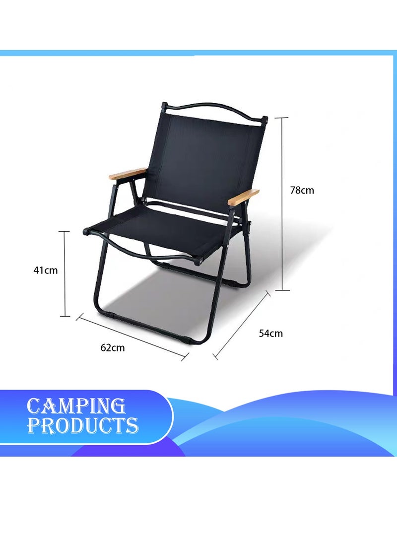 Manful Portable Folding Camping Chair Black, Lightweight Folding Chair for Outdoor Enthusiasts, Folding Chair for Every Adventure, Folding Camping Chair for Travel and Leisure  - Image 2