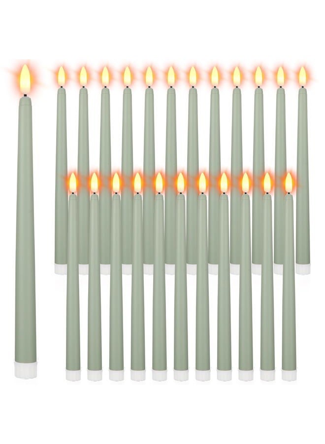 Macarrie 24 Pack Flameless LED Taper Candles - 11 Inch Long, Flickering, Battery Operated Fake Candles for Wedding, Christmas (Light Green) - Image 1