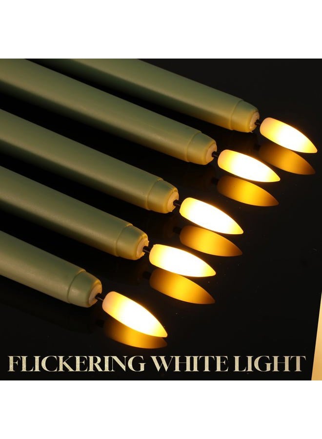 Macarrie 24 Pack Flameless LED Taper Candles - 11 Inch Long, Flickering, Battery Operated Fake Candles for Wedding, Christmas (Light Green) - Image 4