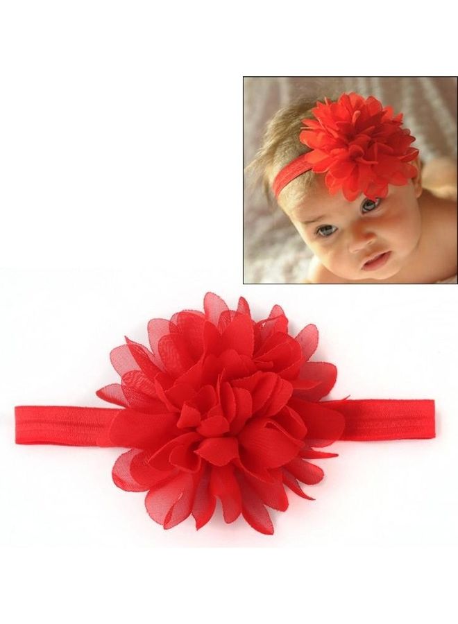 BGM Baby Girl Elastic Hairband Children Hair Wear Flower Headband Red - Image 1