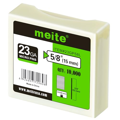 meite 23 Gauge Pin Nails, 5/8-Inch Micro Headless Pins for Pin Nailer - Galvanized Pins Nails for Nail Gun, Ideal for Fine Woodworking and Trim Work (10,000 Counts) - Image 1