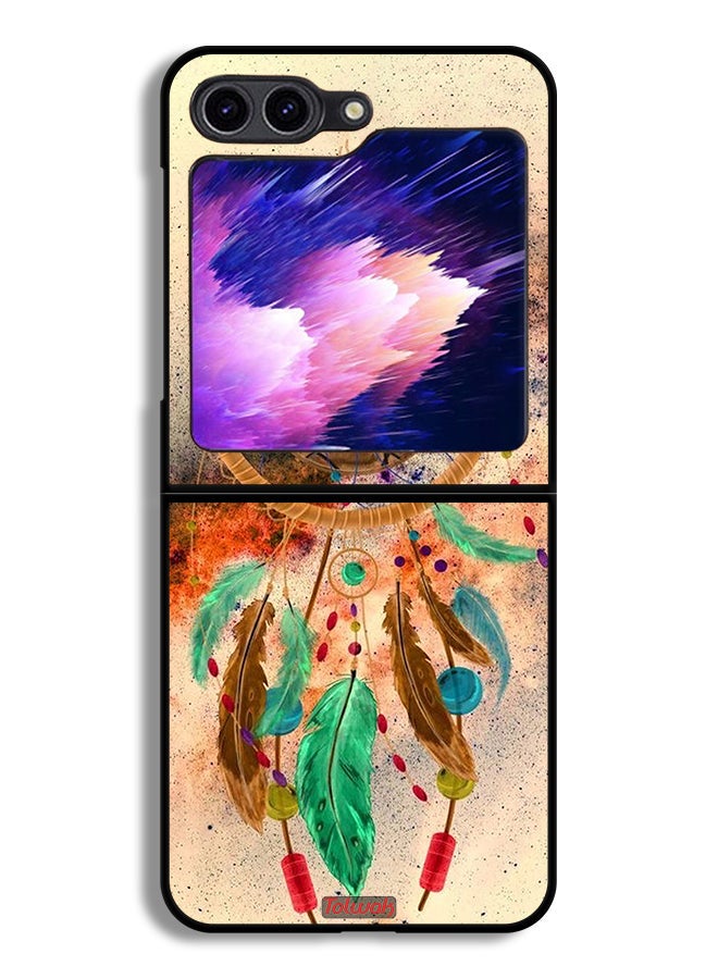 Tolwak Samsung Galaxy Z Flip6 Protective Case Cover Mandala Hanging Feathers  - Image 1