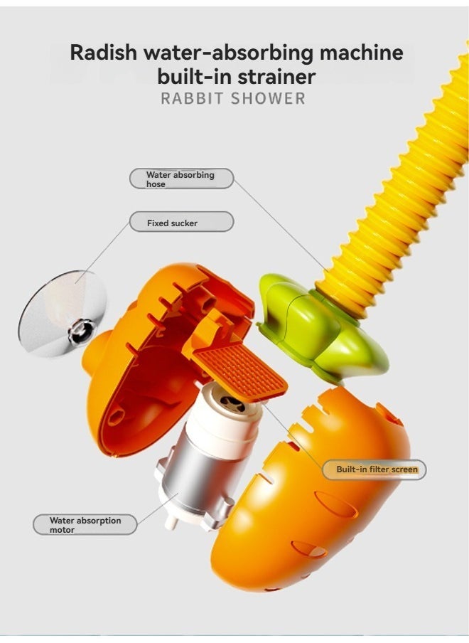Beauenty - Baby Bath Toys Rabbit Sprinklers - Electric Adjustable Shower Head Water Spray Bathtub Toy, 3 pack Suction Cup Spinning Top Toys,Baby Kids Toddler Shower Gifts for 1 2 3 4 5 Year Olds - Image 1