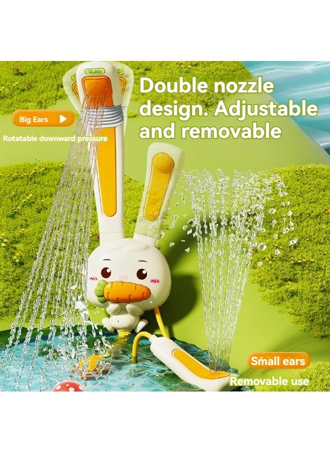 Beauenty - Baby Bath Toys Rabbit Sprinklers - Electric Adjustable Shower Head Water Spray Bathtub Toy, 3 pack Suction Cup Spinning Top Toys,Baby Kids Toddler Shower Gifts for 1 2 3 4 5 Year Olds - Image 1