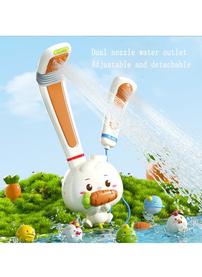 Beauenty - Baby Bath Toys Rabbit Sprinklers - Electric Adjustable Shower Head Water Spray Bathtub Toy, 3 pack Suction Cup Spinning Top Toys,Baby Kids Toddler Shower Gifts for 1 2 3 4 5 Year Olds - Image 1