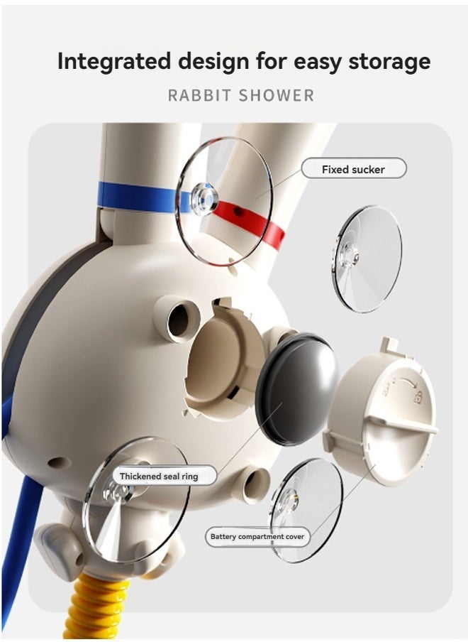 Beauenty - Baby Bath Toys Rabbit Sprinklers - Electric Adjustable Shower Head Water Spray Bathtub Toy, 3 pack Suction Cup Spinning Top Toys,Baby Kids Toddler Shower Gifts for 1 2 3 4 5 Year Olds - Image 1