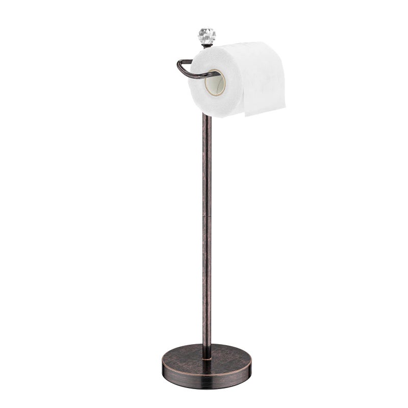 ROLABAM Toilet Paper Roll HolderFree Standing Toilet Paper Holder Stand for Bathroom Total Height 244 with Crystal Ball Oil Rubbed Bronze