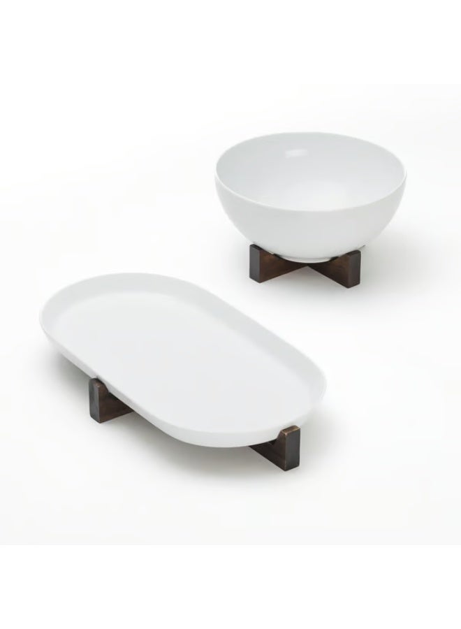 Acacia wood serving stand, 16 x 16 cm - Image 3