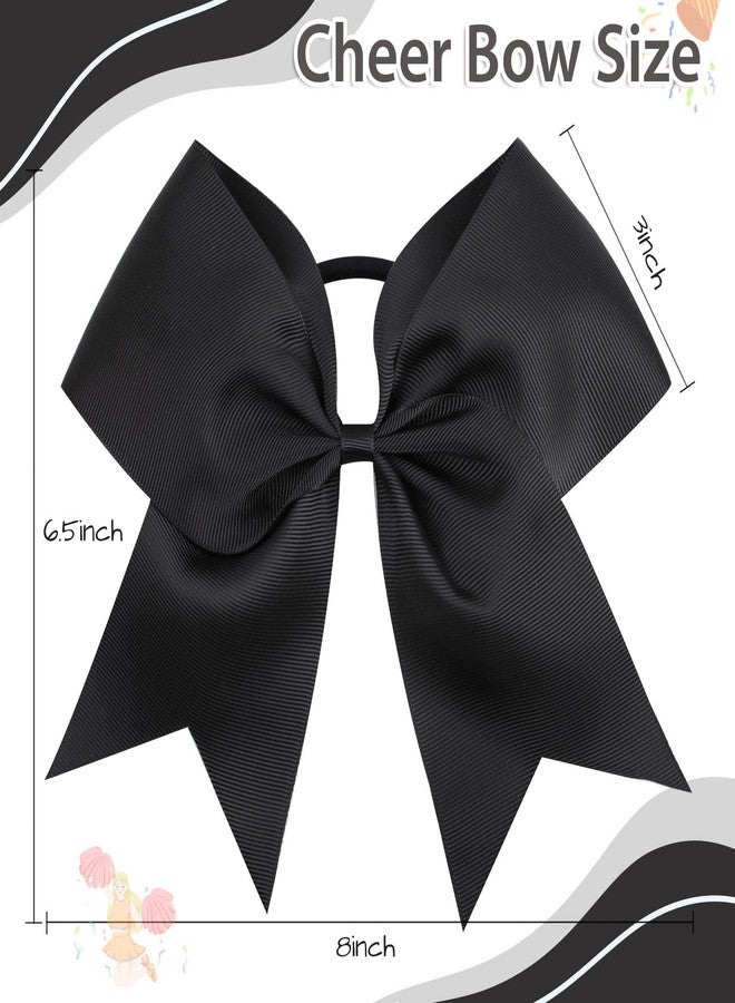 CN 30PCS 8" Large Cheer Bows, Cheerleading Bows Ponytail Holder for Girls, Grosgrain Ribbon Black Cheer Hair Bows with Elastic Hair Tie for Cheerleader College Sports Softball Competition - Image 3