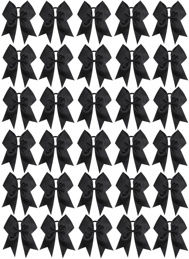 CN 30PCS 8" Large Cheer Bows, Cheerleading Bows Ponytail Holder for Girls, Grosgrain Ribbon Black Cheer Hair Bows with Elastic Hair Tie for Cheerleader College Sports Softball Competition - Image 1