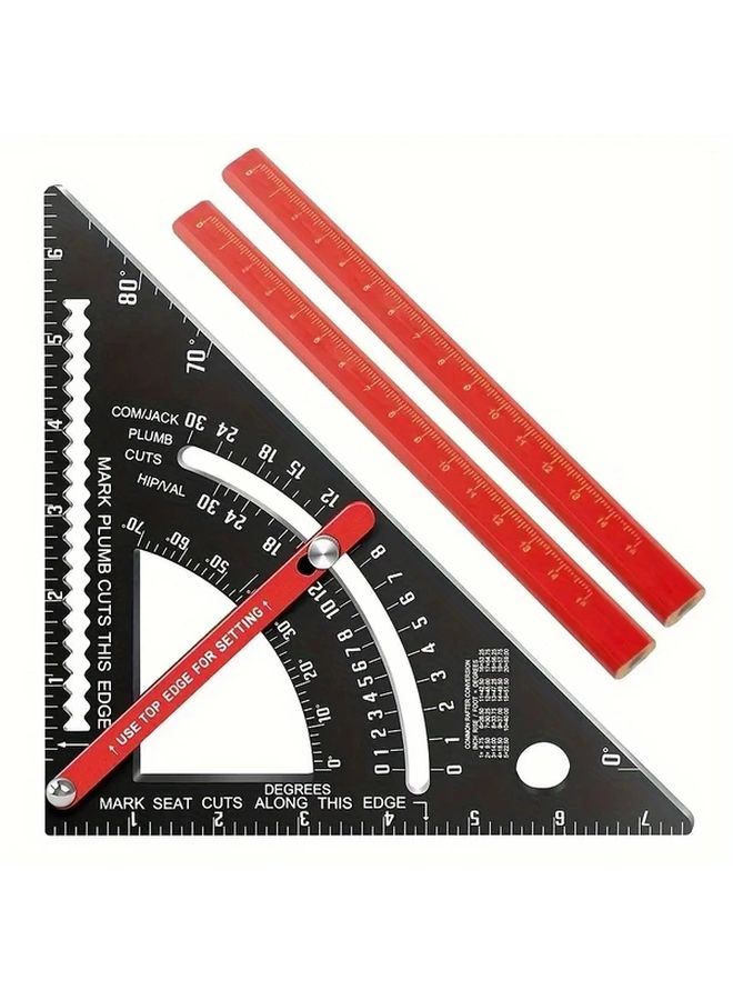7 Inch Adjustable Aluminum Carpentry Square With Angle Gauge Laser Engraved Scale Saw Guide - Image 4