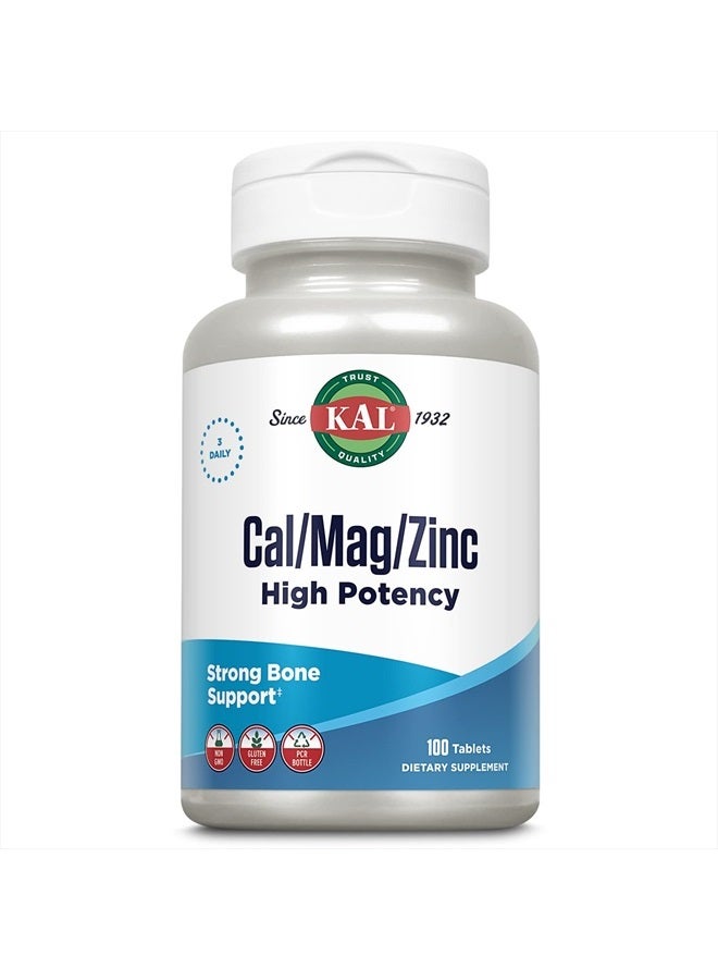 KAL Cal/Mag/Zinc | 1000mg Calcium, 400mg Magnesium & 15mg Zinc | Bone, Muscle, Heart & Immune Support | 100ct, 33 Serv - Image 1