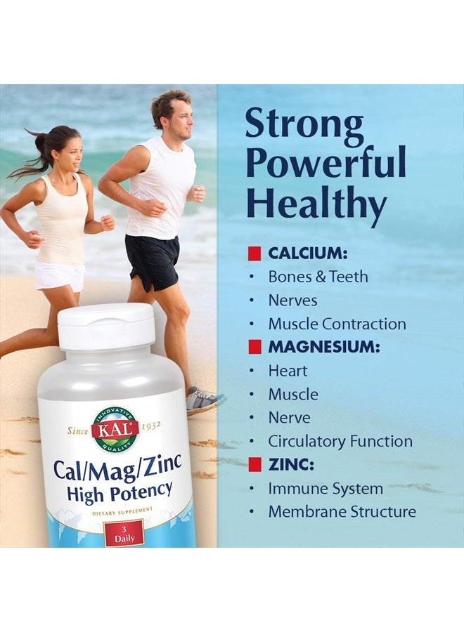 KAL Cal/Mag/Zinc | 1000mg Calcium, 400mg Magnesium & 15mg Zinc | Bone, Muscle, Heart & Immune Support | 100ct, 33 Serv - Image 3