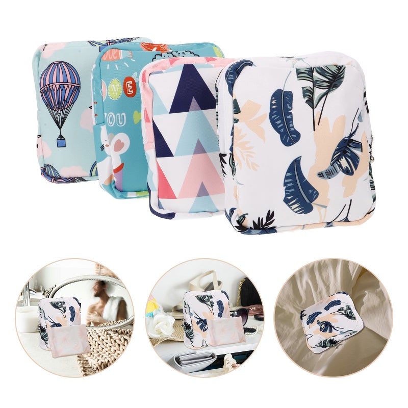 4Pcs Portable Napkin Storage Bags Travel Napkin Bags (Assorted Color) - Image 1