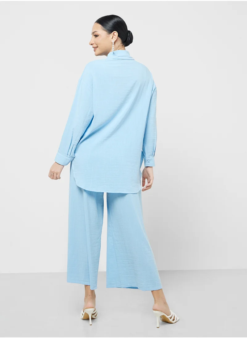 Khizana Button Down Shirt & Wide Leg Pant Set