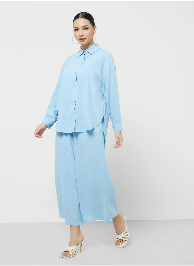Khizana Button Down Shirt & Wide Leg Pant Set