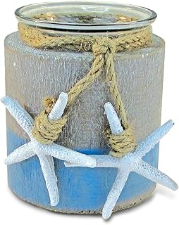 Puzzled COTA Global Ocean Breeze Pillar Nautical Wooden Candle Holder - Table Top Centerpiece Coastal Decor for Home - Image 1