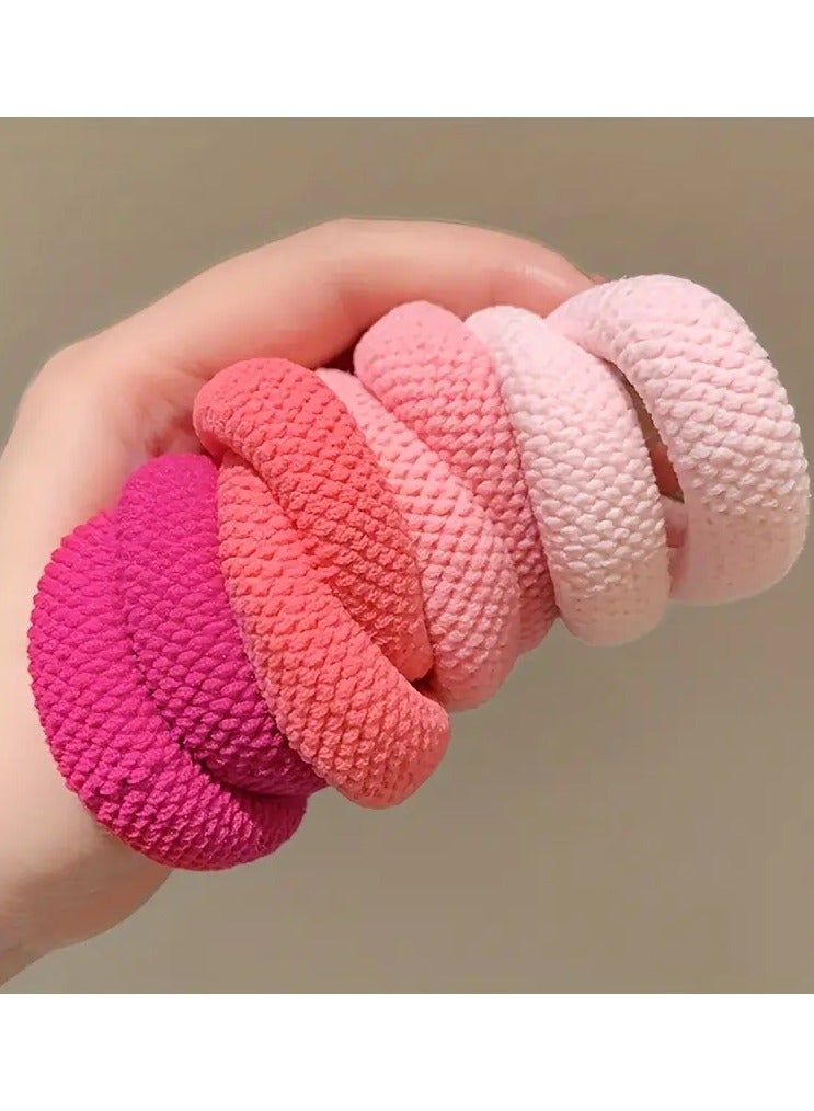 Ucanbe 8pcs Women's Thick Elastic Hair Ties - Durable High Ponytail Holders, Assorted Colors (Pink, Purple, Blue, Brown, Gray, Beige, Cream), Soft Knitted Fabric Bands for Stylish and Comfortable Hairstyles, Everyday Hairstyles | Textured Design | Durable Fabric Ties, Hair Accessories - Image 1